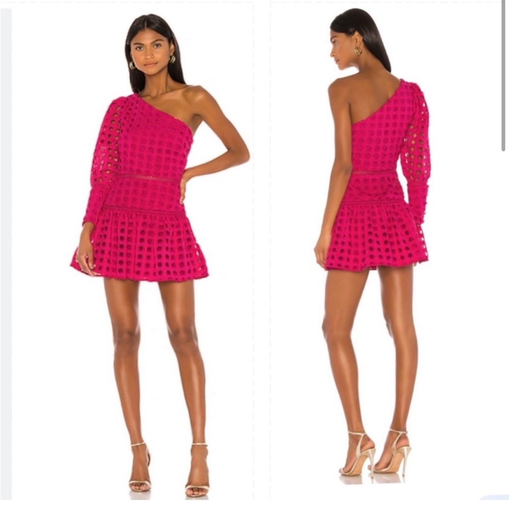 Lovers & Friends Isadora Mini Dress One Shoulder
Flounce Hem Eyelets Barbiecore